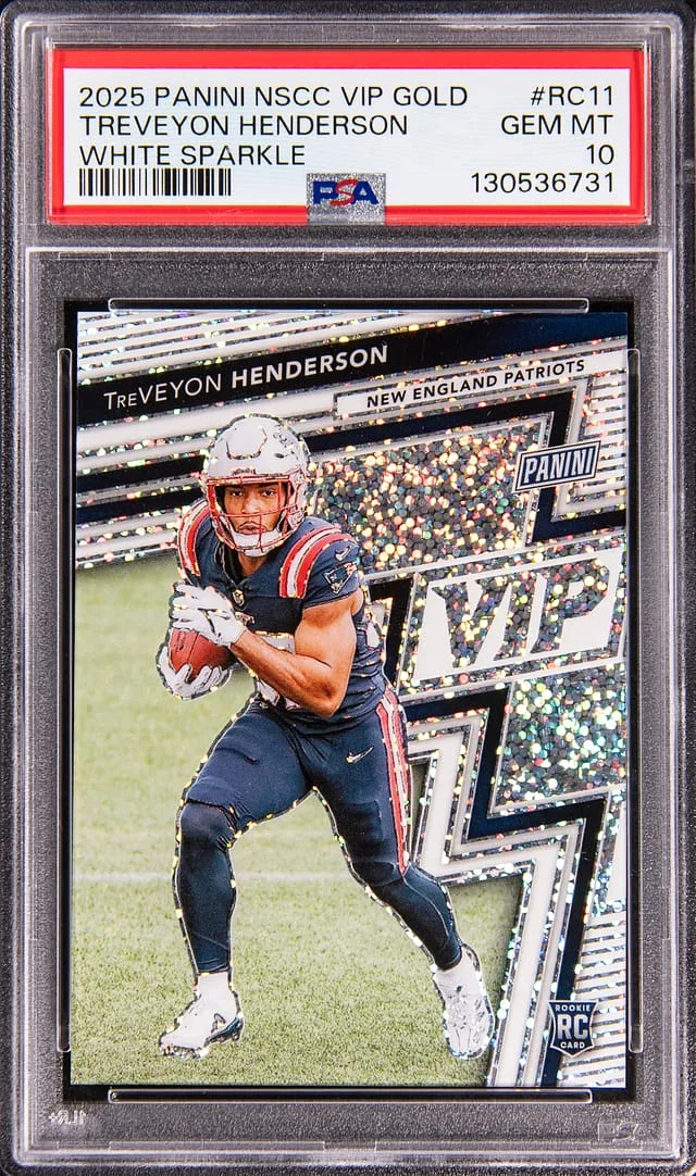 2025 Panini Treveyon Henderson NSCC VIP Gold White Sparkle #RC11 card image