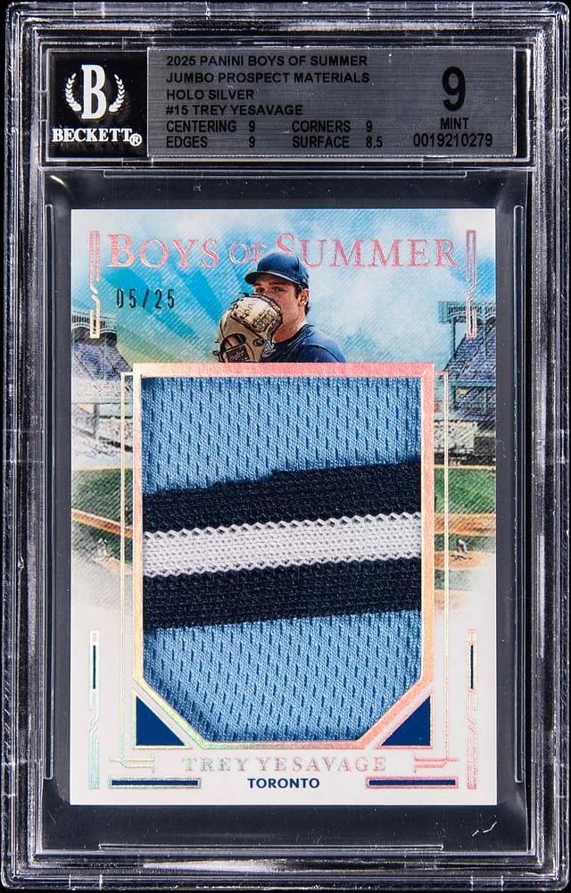 2025 Panini Trey Yesavage Boys of Summer Jumbo Prospect Materials Holo Silver #JPM-TY card image