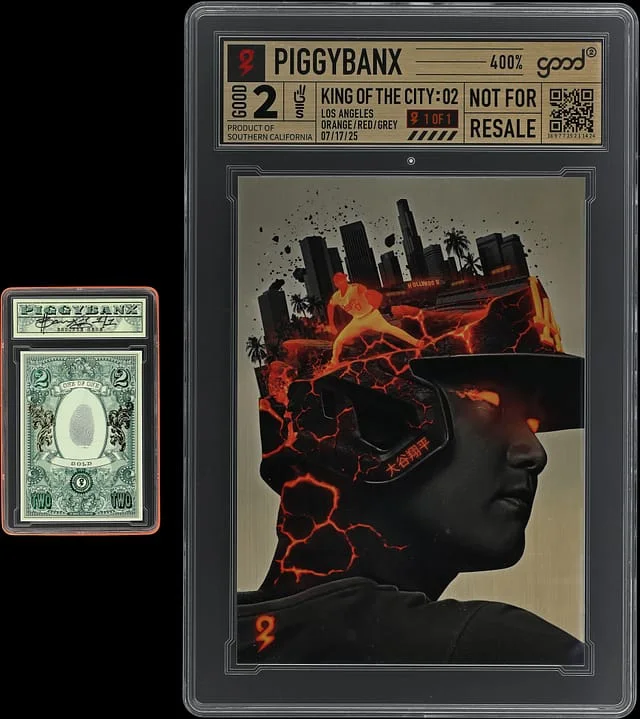 2025 PiggyBanx Good 2 King of the City: Orange/Red/Grey Color Pop Gold Variant Shohei Ohtani Companion Set Pair (2) - PiggyBanx Encapsulated - With Original Boxes #02 card image