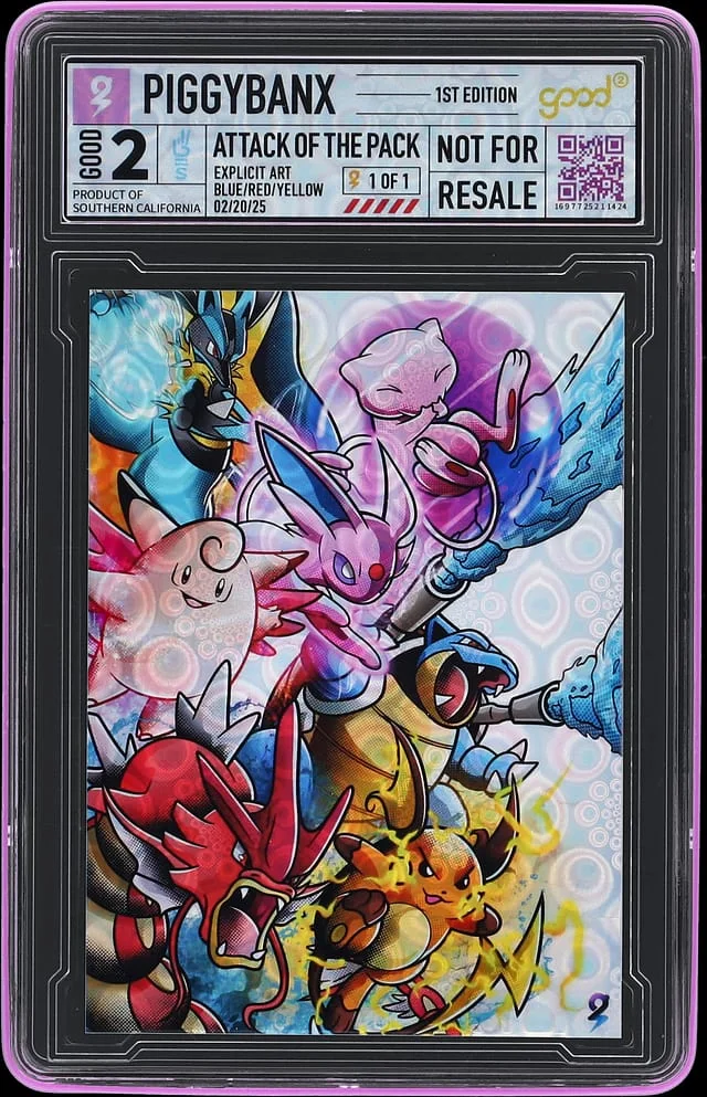2025 Piggybanx Good Attack Of The Pack Blue/Red/Yellow Hypnotic - Piggybanx Encapsulated - With Original Box #2 card image