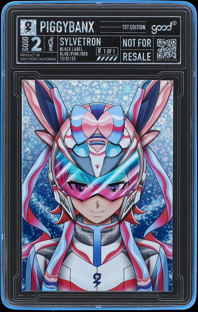 2025 Piggybanx Good Sylvetron Blue/Pink/Red Starburst Black Label - Piggybanx Encapsulated - With Original Box #2 card image