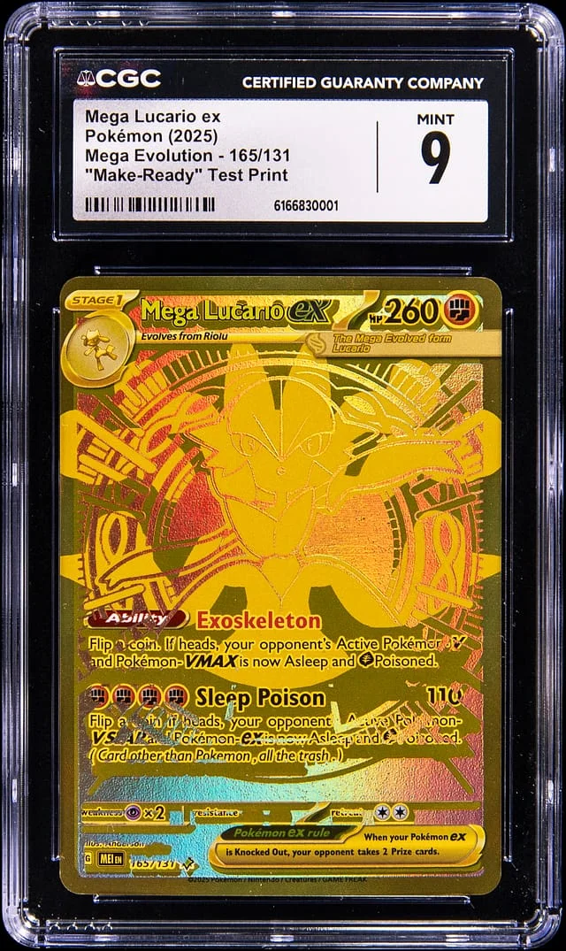 2025 Pokemon Mega Evolution Base Set Make-Ready Test Print Mega Lucario ex #165 card image