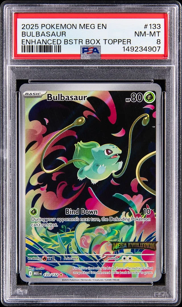 2025 Pokemon Mega Evolutions Enhanced Booster Box Topper Bulbasaur #133 card image