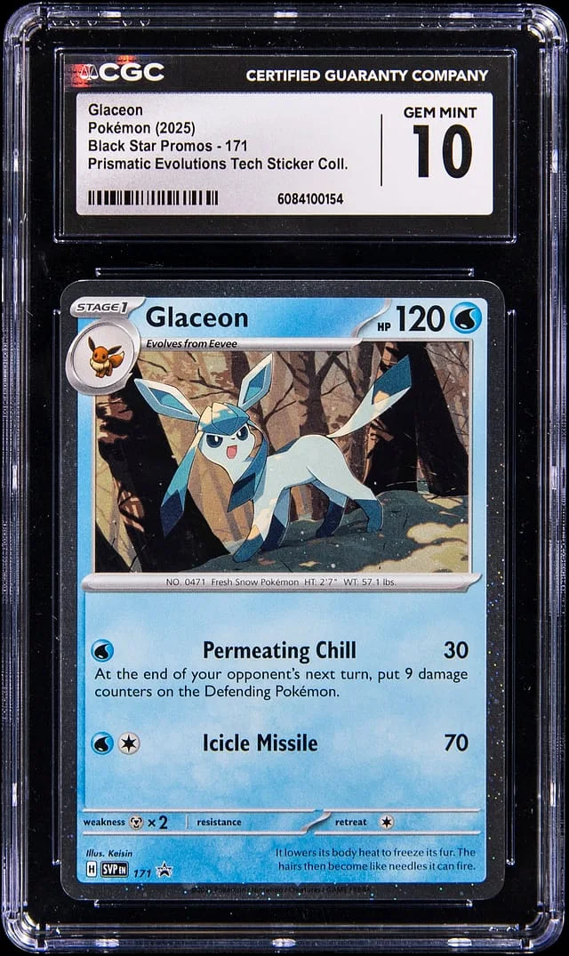 2025 Pokemon Prismatic Evolutions Black Star Promo Tech Sticker Collection Glaceon #171 card image