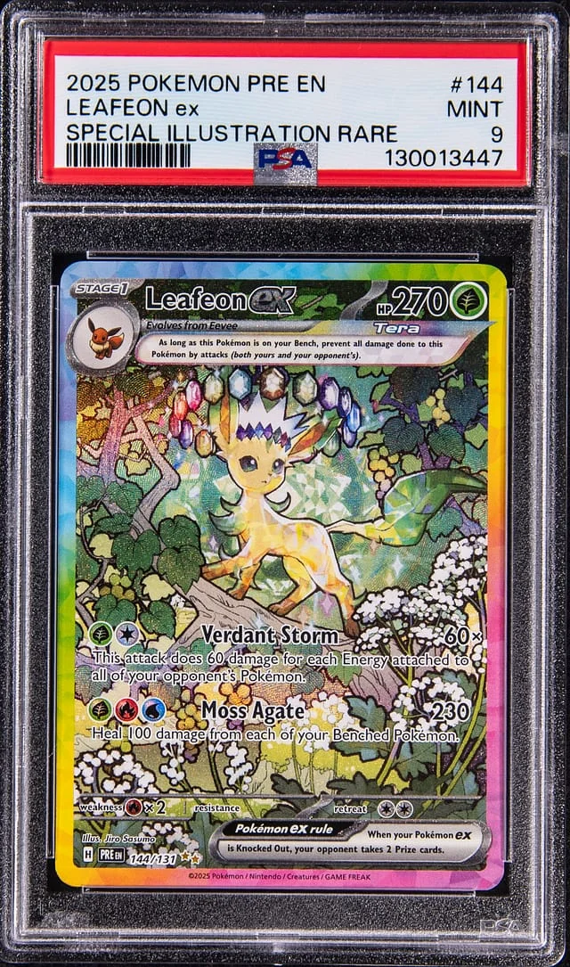 2025 Pokemon Prismatic Evolutions Special Illustration Rare Leafon ex #144 card image