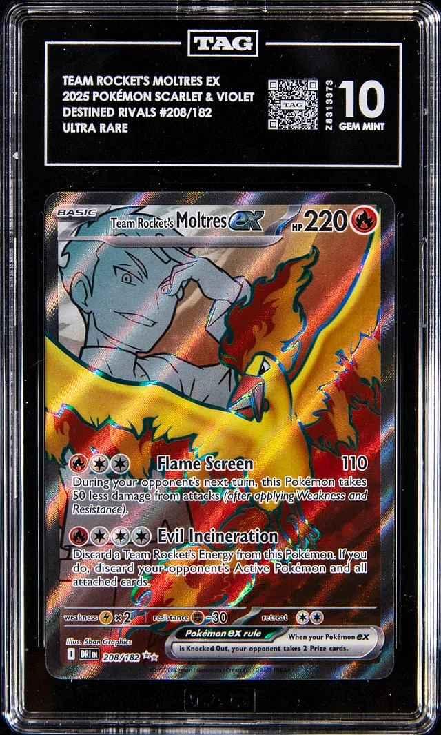 2025 Pokemon Scarlet & Violet Destined Rivals Ultra Rare Team Rocket's Moltres ex #208 card image