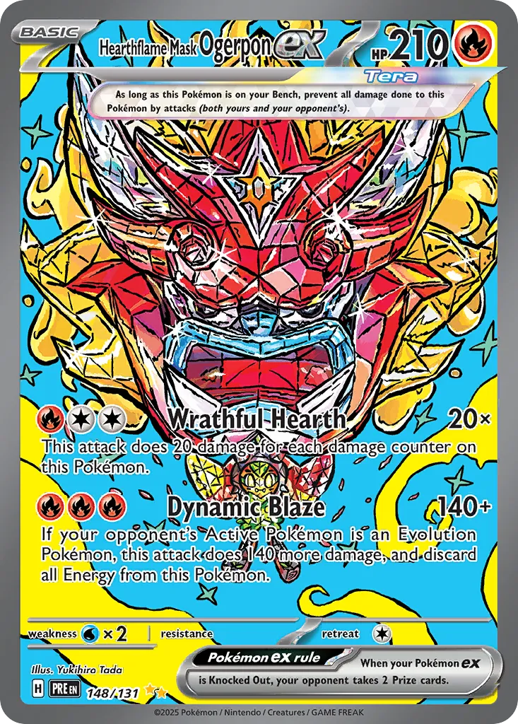 2025 Prismatic Evolutions Hearthflame Mask Ogerpon ex #148/131 Special Illustration Rare card image