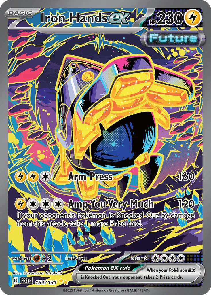 2025 Prismatic Evolutions Iron Hands ex #154/131 Special Illustration Rare card image