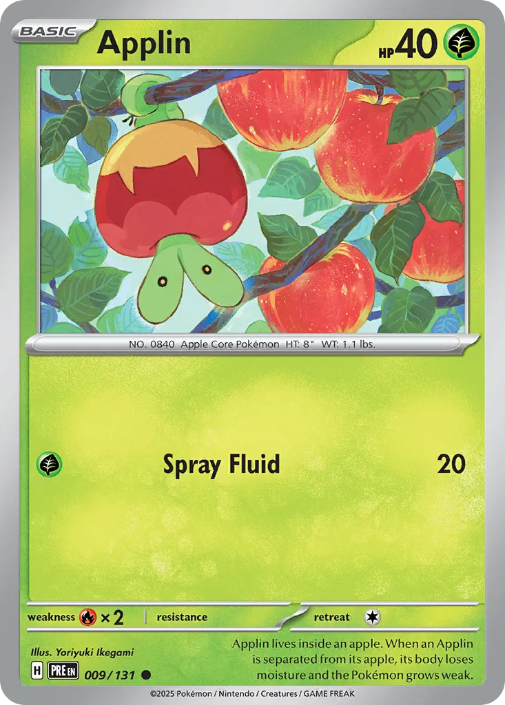 2025 Prismatic Evolutions Applin Common #009/131 Common card image