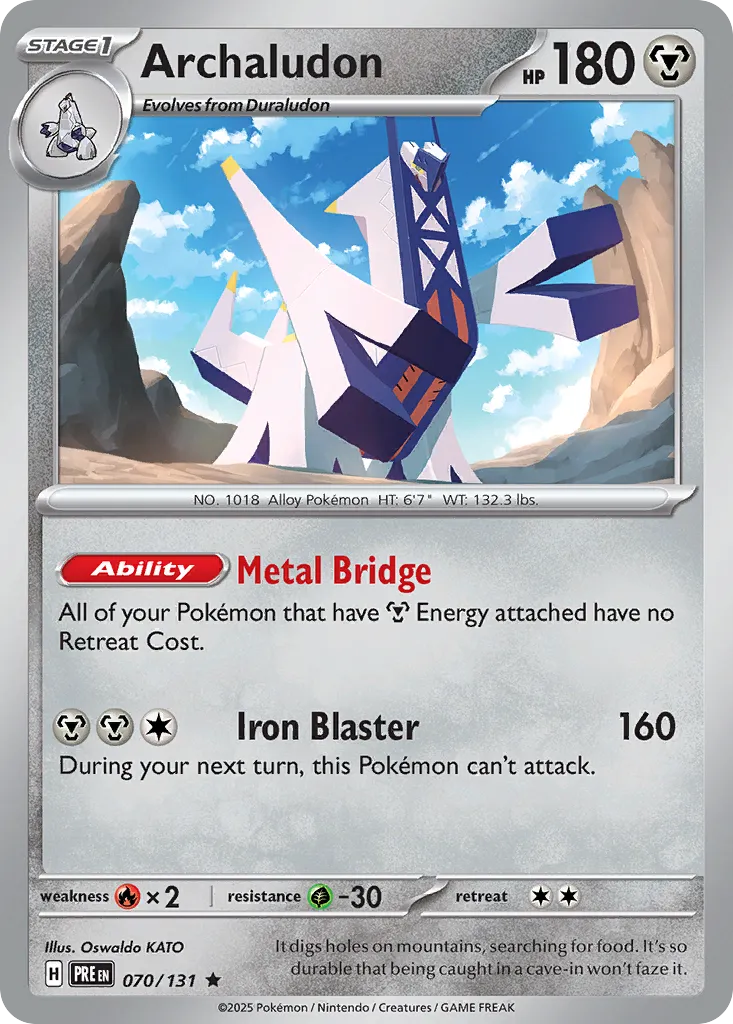2025 Prismatic Evolutions Archaludon #070/131 Rare card image