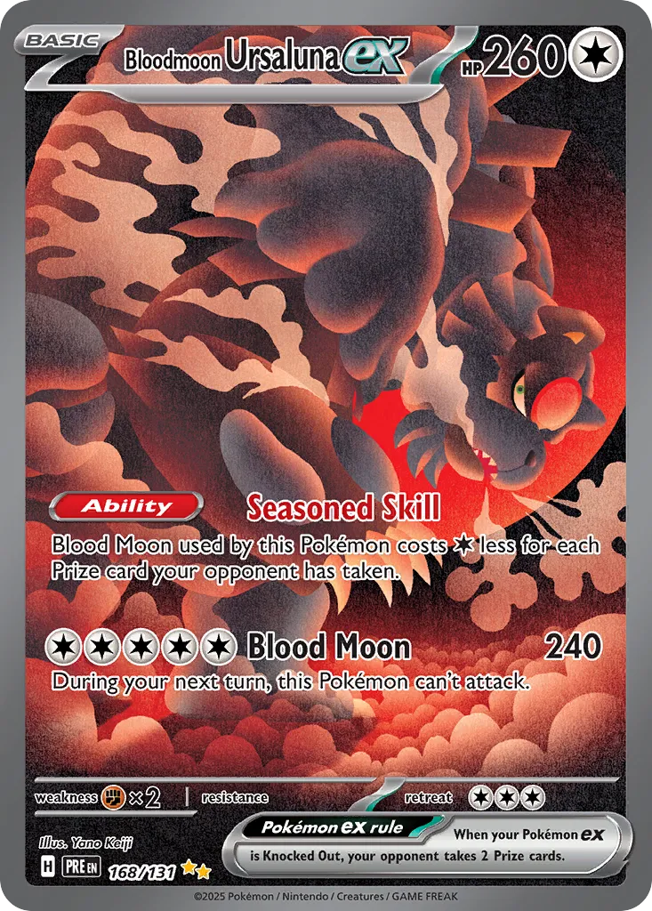 2025 Prismatic Evolutions Bloodmoon Ursaluna ex #168/131 Special Illustration Rare card image