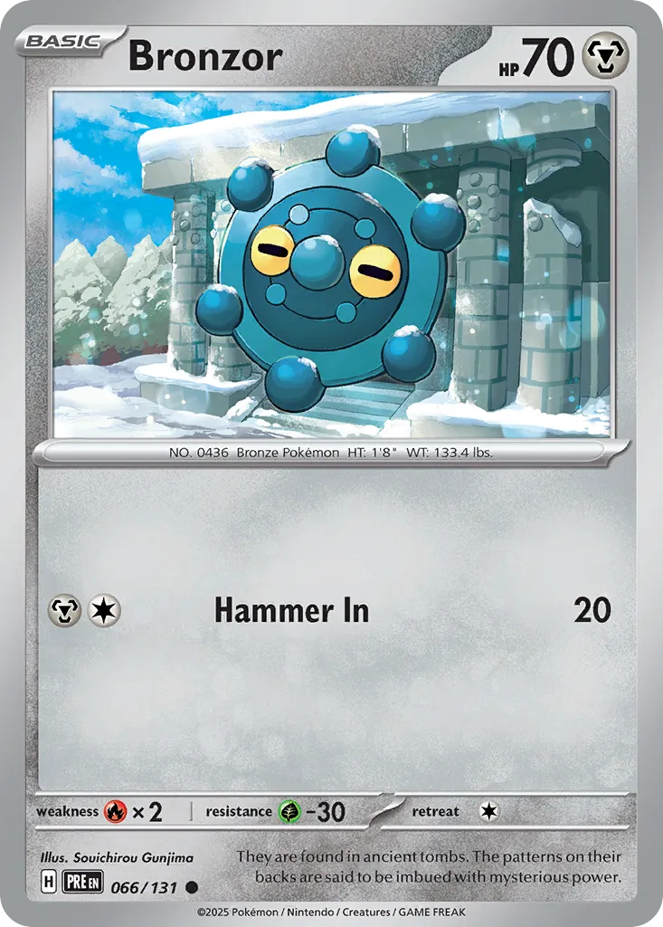 2025 Prismatic Evolutions Bronzor Common #066/131 Common card image