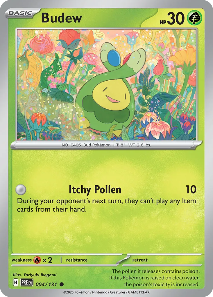 2025 Prismatic Evolutions Budew Common #004/131 Common card image