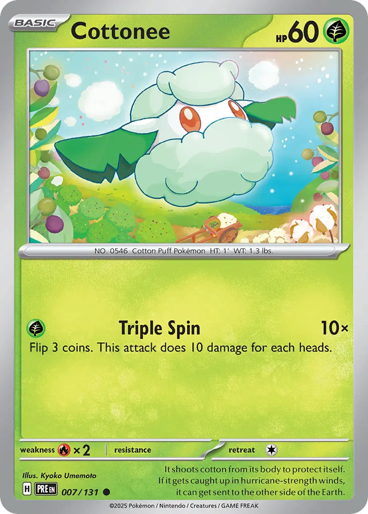 2025 Prismatic Evolutions Cottonee Common #007/131 Common card image