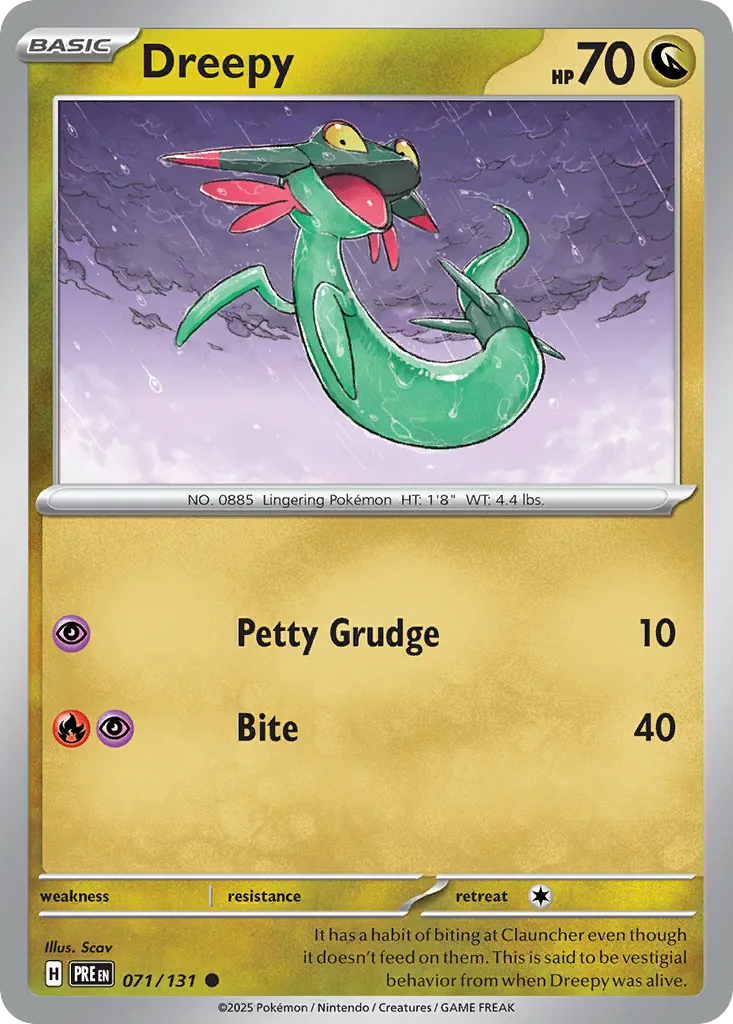 2025 Prismatic Evolutions Dreepy Common #071/131 Common card image