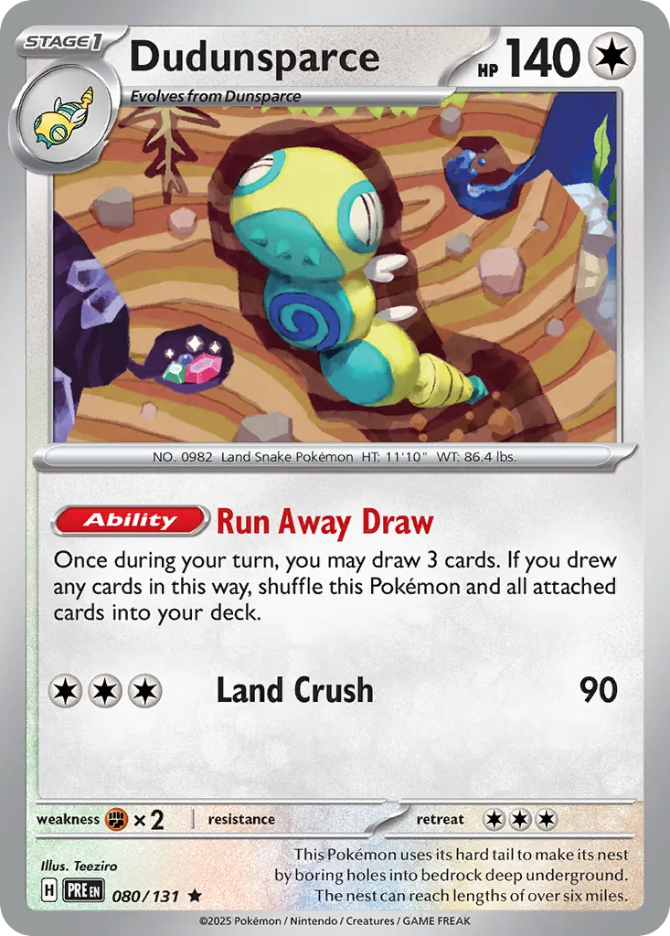 2025 Prismatic Evolutions Dudunsparce #080/131 Rare card image