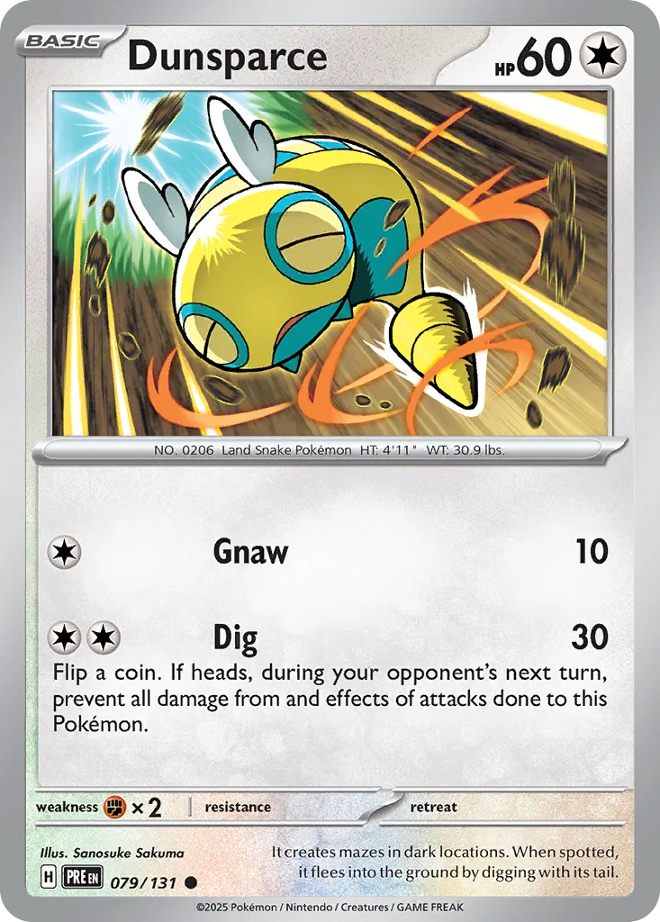 2025 Prismatic Evolutions Dunsparce Common #079/131 Common card image