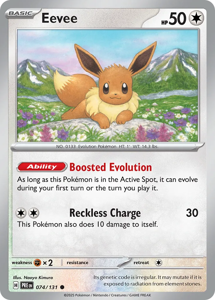 2025 Prismatic Evolutions Eevee Common #074/131 Common card image