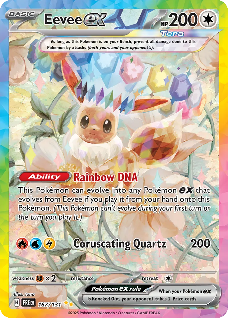 2025 Prismatic Evolutions Eevee ex #167/131 Special Illustration Rare card image