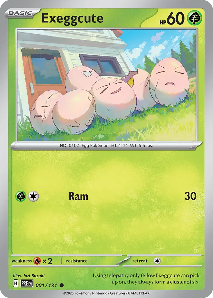 2025 Prismatic Evolutions Exeggcute Common #001/131 Common card image