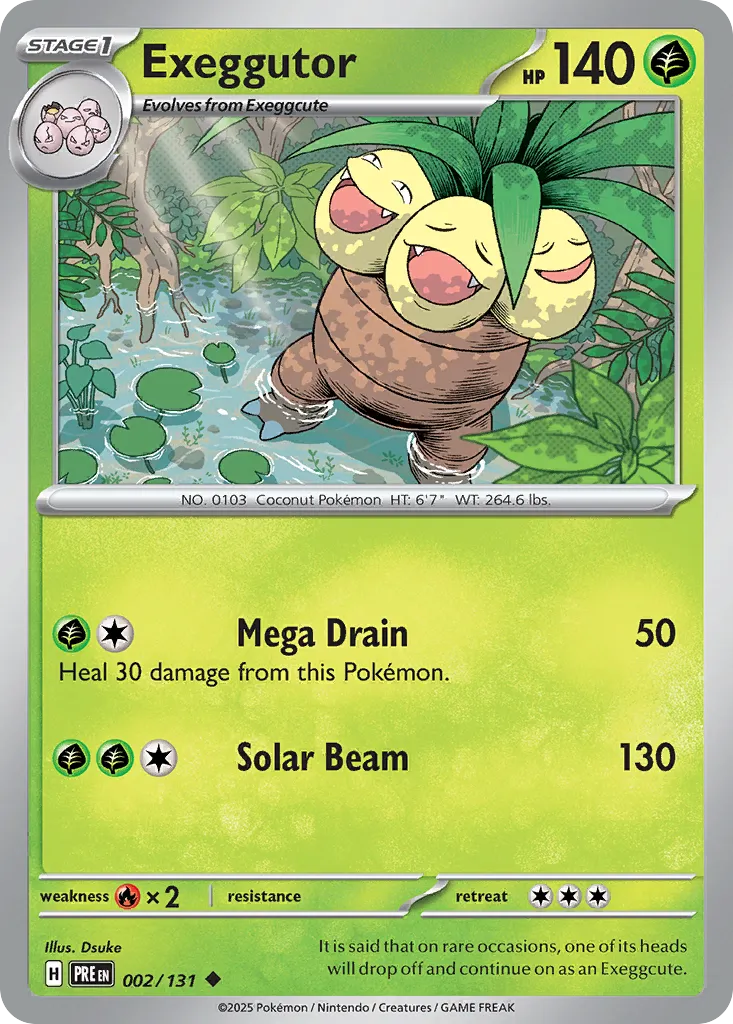 2025 Prismatic Evolutions Exeggutor Uncommon #002/131 Uncommon card image
