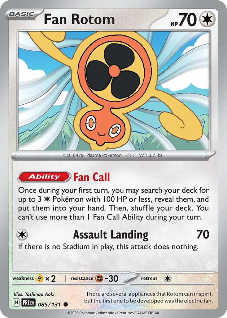 2025 Prismatic Evolutions Fan Rotom Common #085/131 Common card image