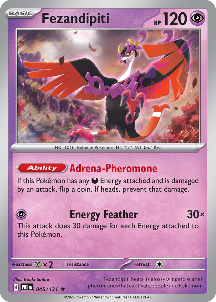 2025 Prismatic Evolutions Fezandipiti #045/131 Rare card image