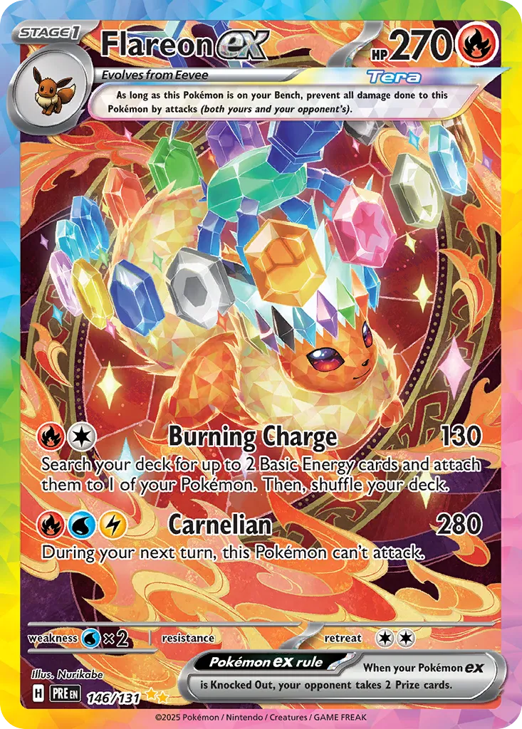 2025 Prismatic Evolutions Flareon ex #014/131 Double Rare card image