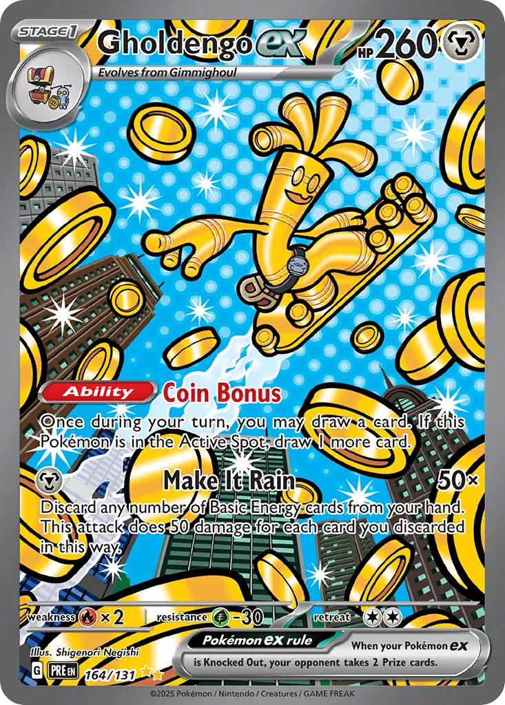 2025 Prismatic Evolutions Gholdengo ex #164/131 Special Illustration Rare card image