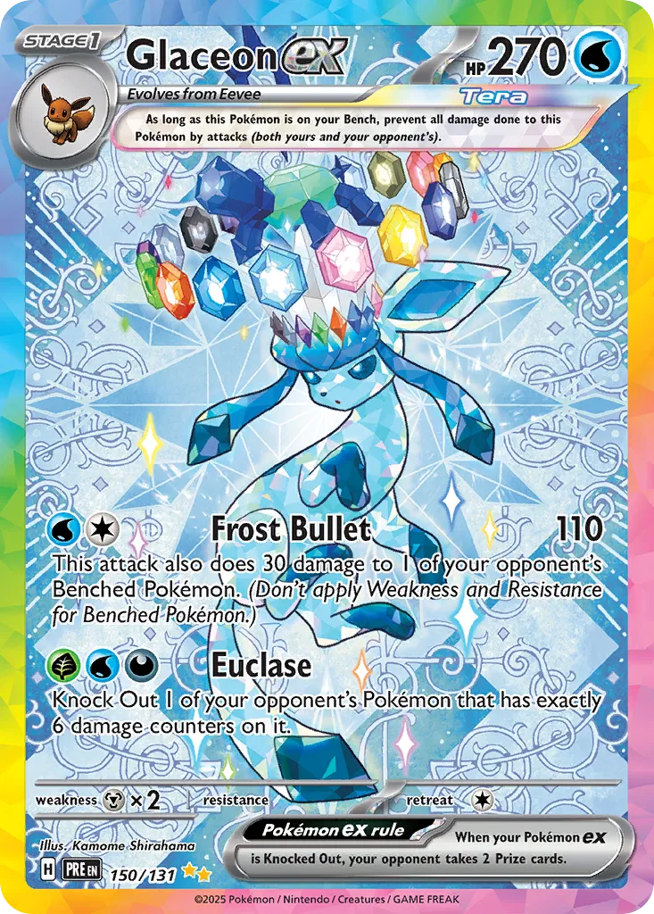 2025 Prismatic Evolutions Glaceon ex Double Rare #026/131 Double Rare card image