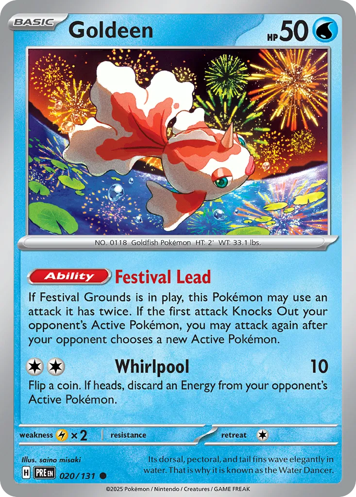 2025 Prismatic Evolutions Goldeen #020/131 Common card image