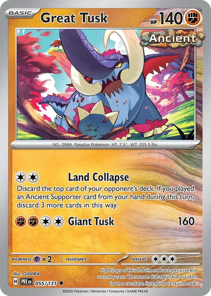 2025 Prismatic Evolutions Great Tusk #055/131 Uncommon card image