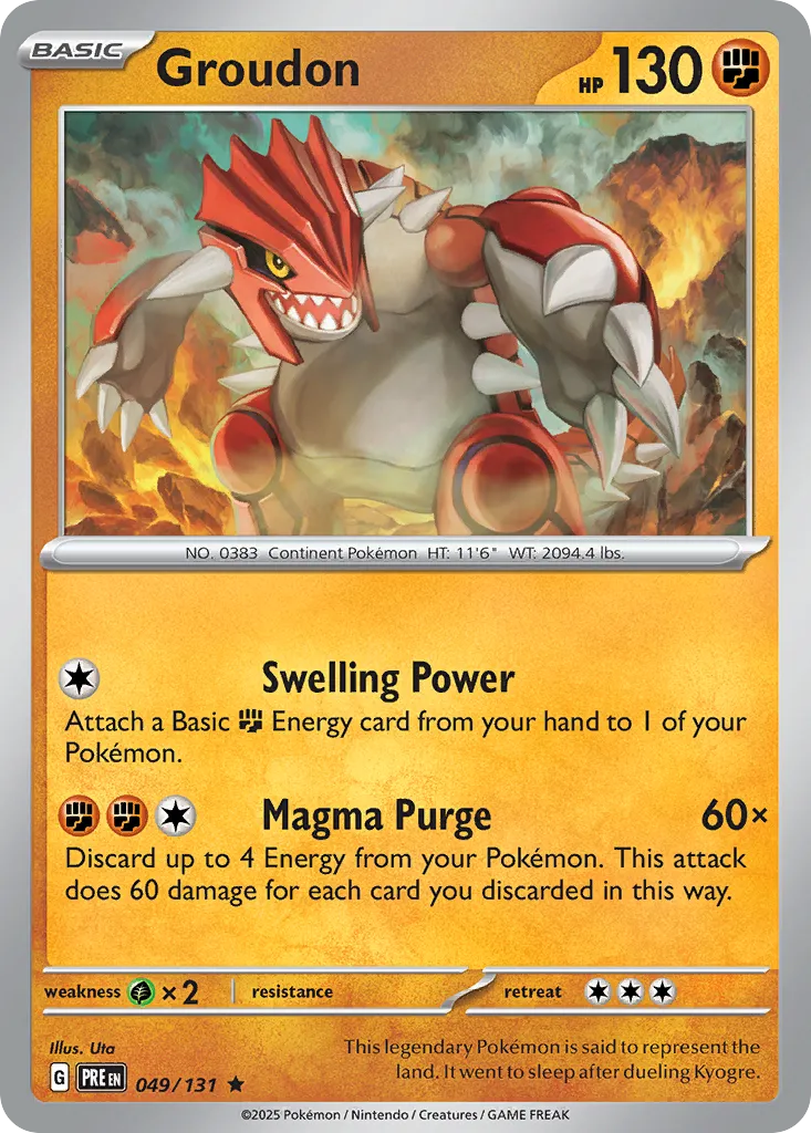 2025 Prismatic Evolutions Groudon #049/131 Rare card image