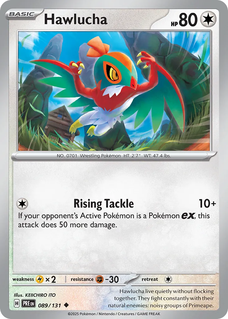 2025 Prismatic Evolutions Hawlucha Uncommon #089/131 Uncommon card image