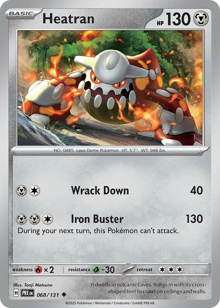 2025 Prismatic Evolutions Heatran #068/131 Uncommon card image