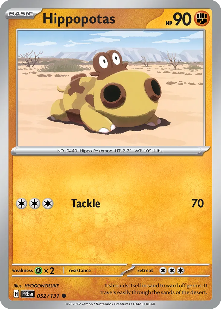 2025 Prismatic Evolutions Hippopotas Common #052/131 Common card image