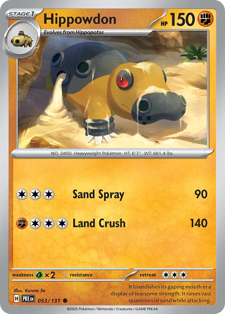 2025 Prismatic Evolutions Hippowdon Common #053/131 Common card image
