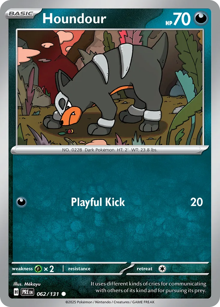 2025 Prismatic Evolutions Houndour Common #062/131 Common card image