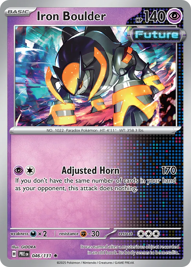 2025 Prismatic Evolutions Iron Boulder #046/131 Rare card image