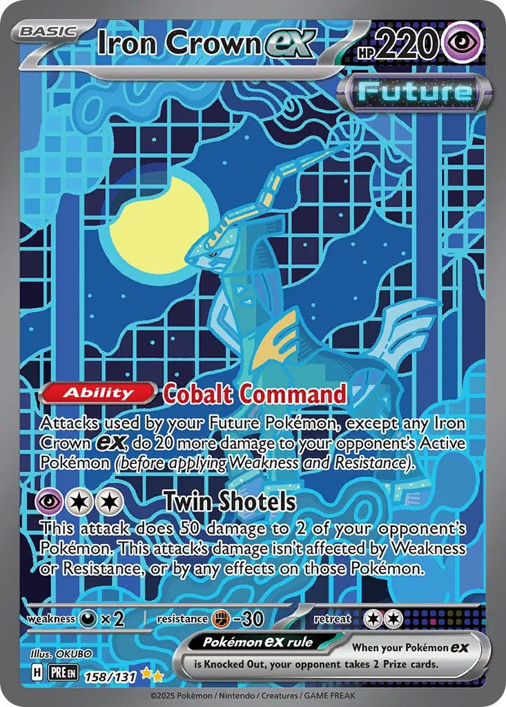 2025 Prismatic Evolutions Iron Crown ex #158/131 Special Illustration Rare card image