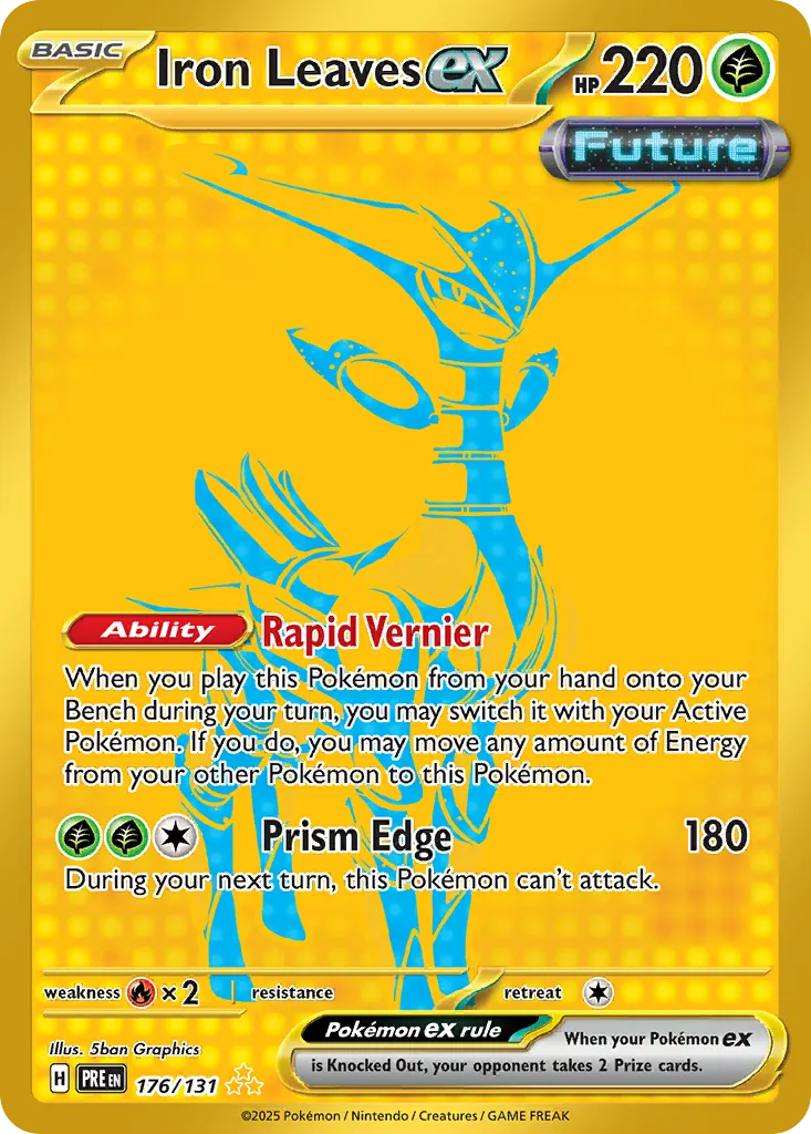 2025 Prismatic Evolutions Iron Leaves ex #176/131 Hyper Rare card image