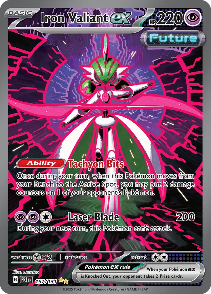 2025 Prismatic Evolutions Iron Valiant ex #157/131 Special Illustration Rare card image