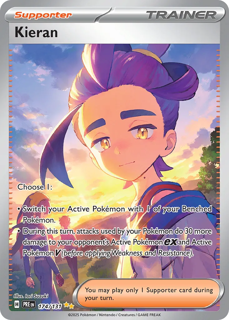 2025 Prismatic Evolutions Kieran Uncommon #113/131 Uncommon card image