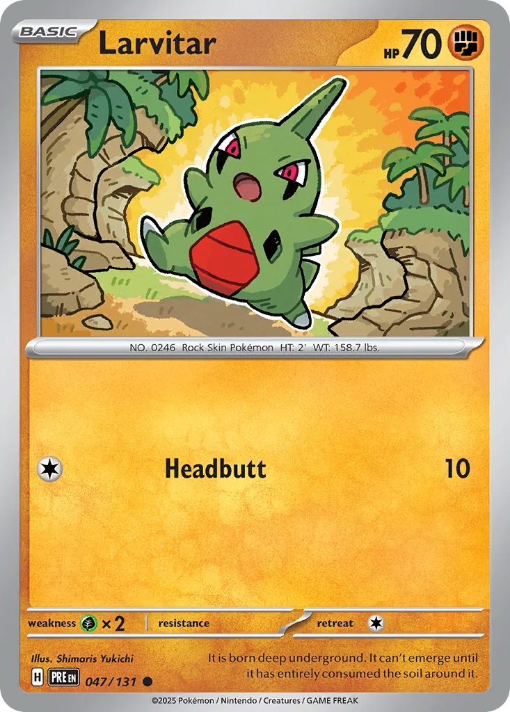 2025 Prismatic Evolutions Larvitar Common #047/131 Common card image