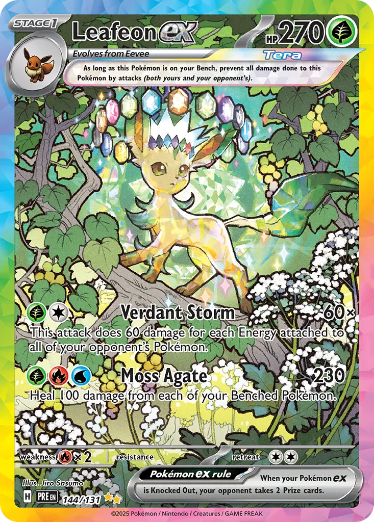 2025 Prismatic Evolutions Leafeon ex #144/131 Special Illustration Rare card image