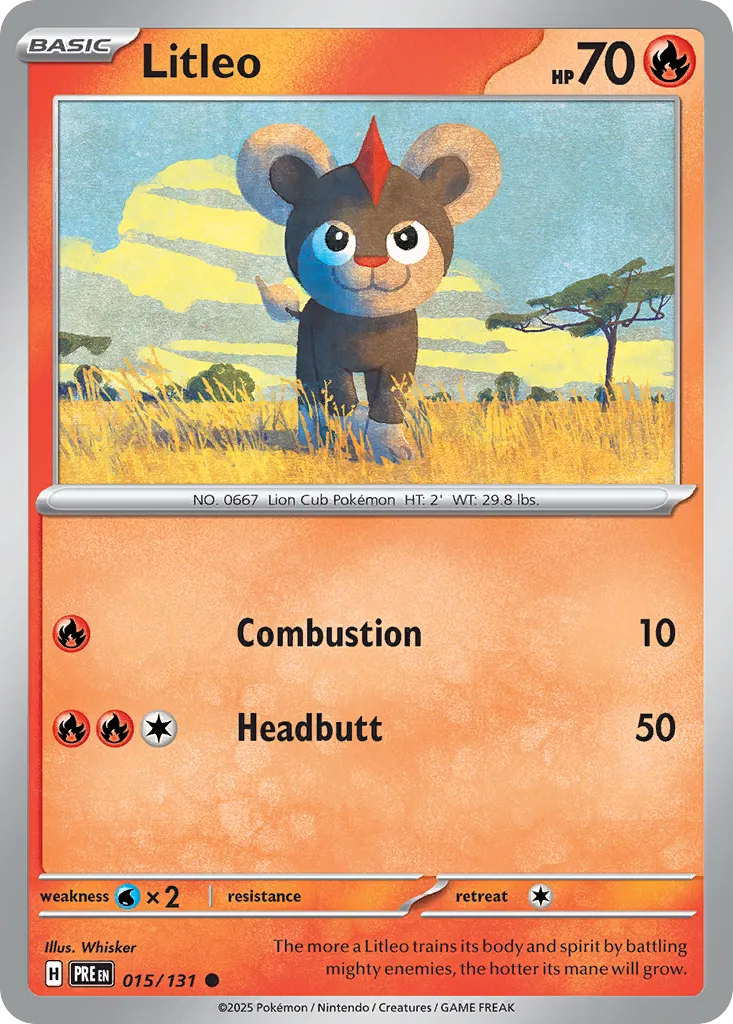2025 Prismatic Evolutions Litleo Common #015/131 Common card image