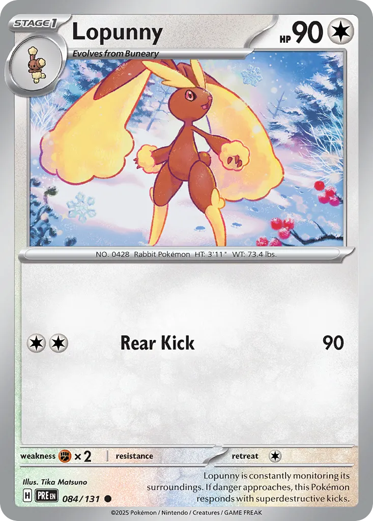2025 Prismatic Evolutions Lopunny #084/131 Common card image