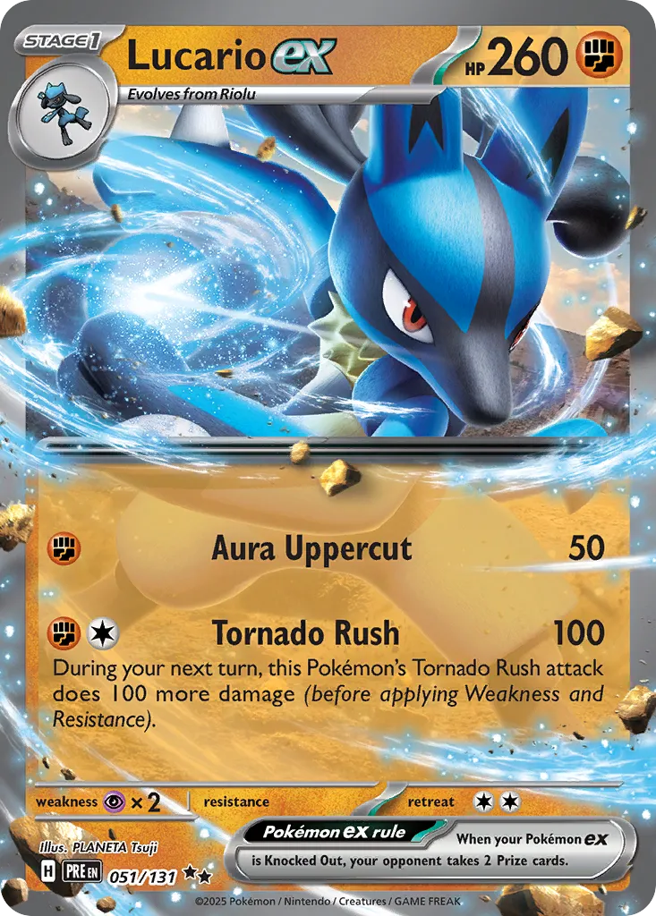 2025 Prismatic Evolutions Lucario ex #051/131 Double Rare card image