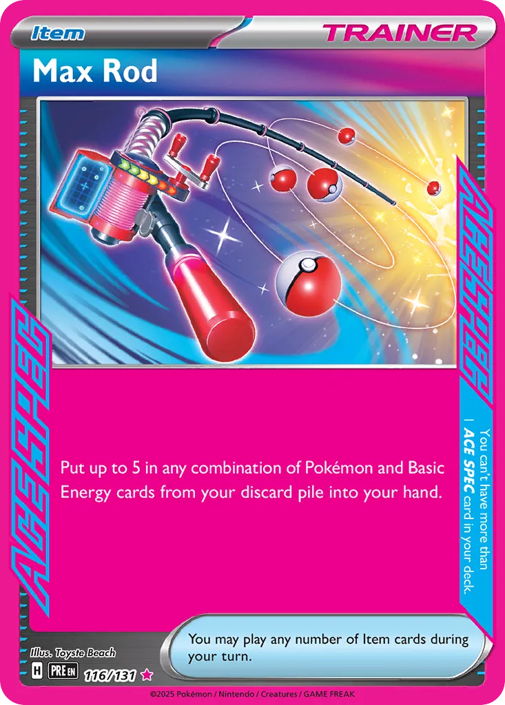 2025 Prismatic Evolutions Max Rod #116/131 ACE SPEC Rare card image