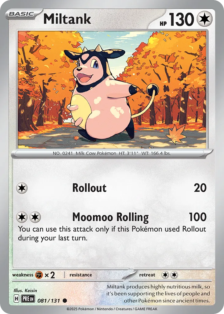 2025 Prismatic Evolutions Miltank Common #081/131 Common card image